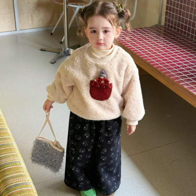 女童卫衣秋冬装新款摇粒绒打底衫