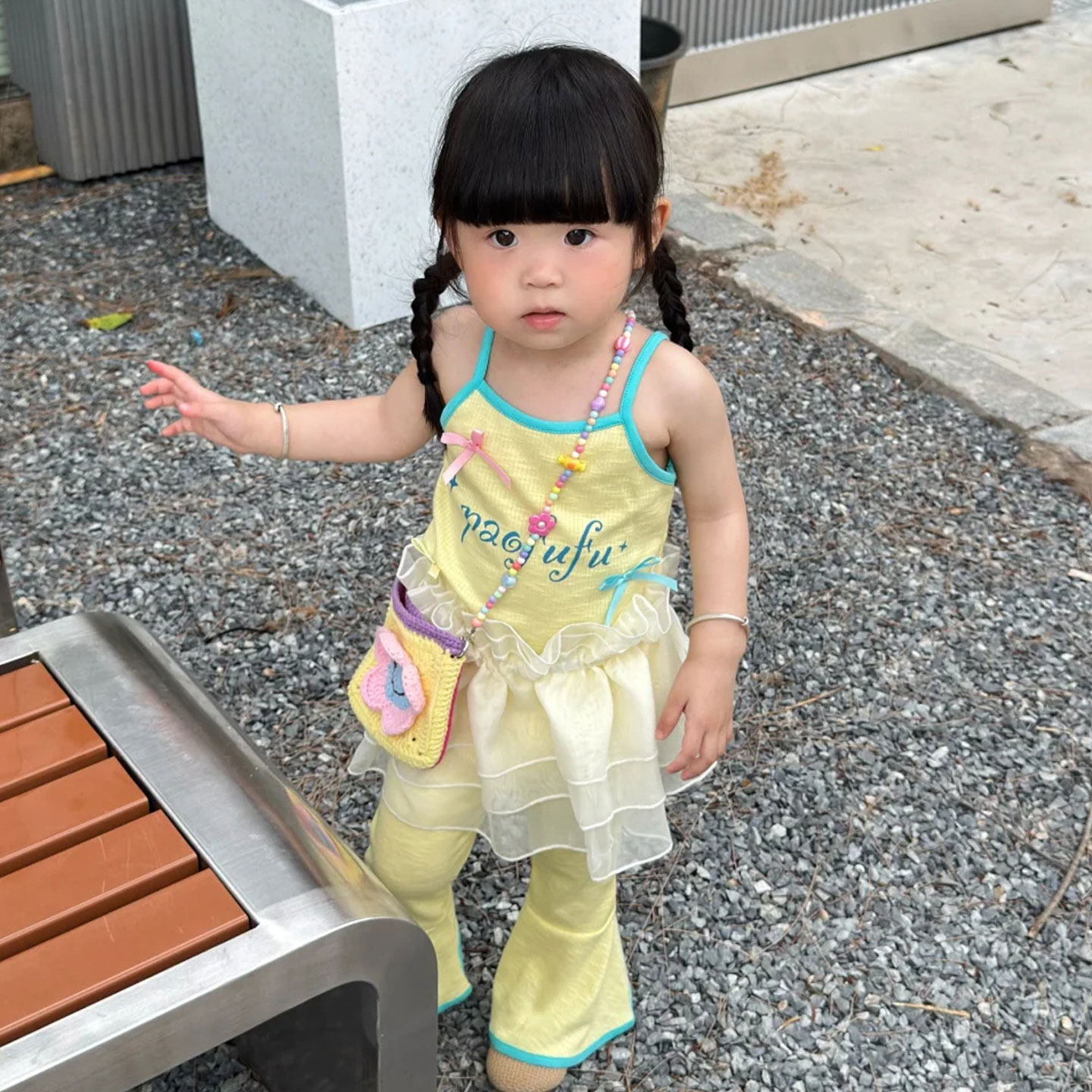女童夏套装儿童2025新款薄款休闲超好看吊带背心宝宝炸街两件套潮