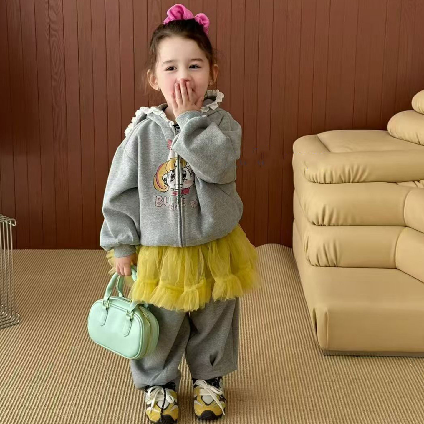 女童春秋套装儿童连帽卫衣外套潮