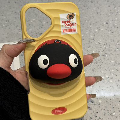 可爱立体喇叭嘴企鹅磁吸支架支架适用iPhone16pro/15手机壳苹果13全包12女13promax个性14promax简约15promax