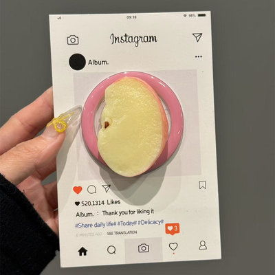 创意个性粉苹果块磁吸支架适用MagSafe手机强力吸附桌面懒人支架