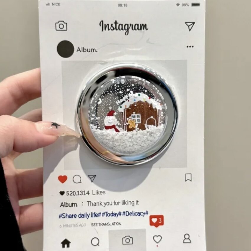 雪花流沙雪人小屋磁吸支架适用MagSafe手机强力吸附桌面懒人支架
