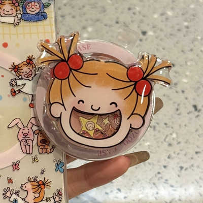 ins可爱大笑女孩摇摇乐磁吸支架适用MagSafe手机强力吸附桌面懒人