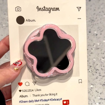 韩风ins粉花朵镜面磁吸支架适用MagSafe手机强力吸附桌面懒人支架