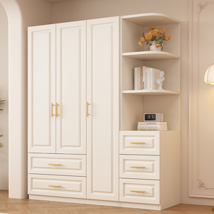 奶油风衣柜家用卧室家用实木2026新爆款简易出租房用儿童衣柜衣橱