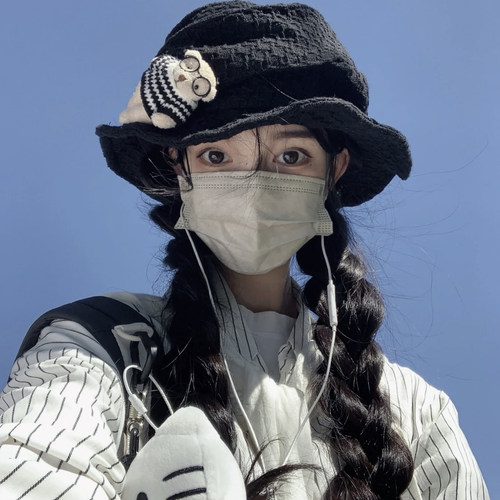 日系黑色百搭气质云朵帽小众设计