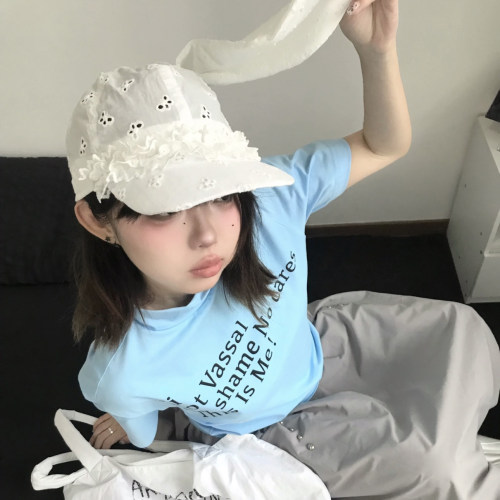 新款小众设计感蕾丝花边鸭舌帽女