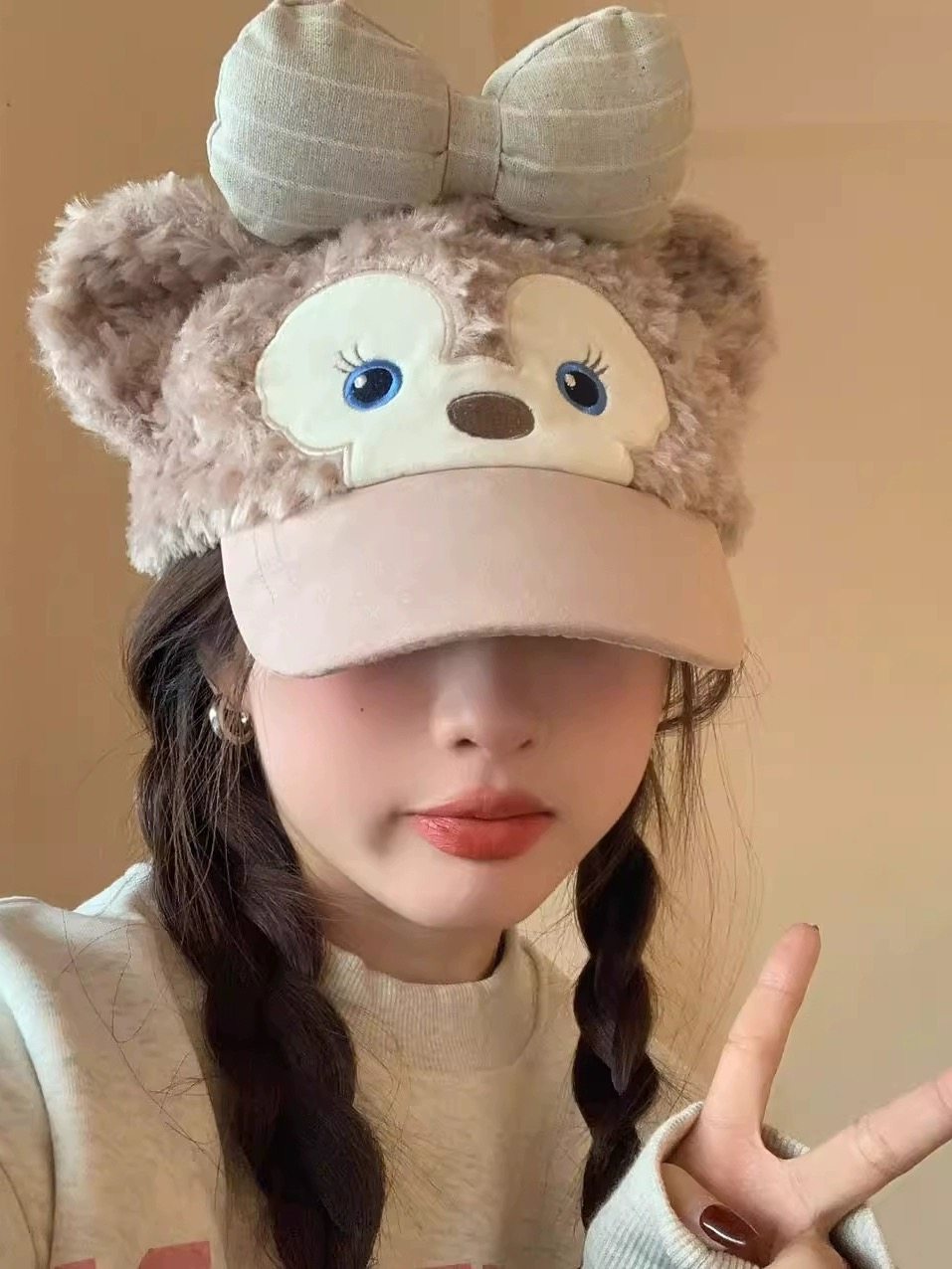 达菲毛绒平替Duffy棒球帽子女秋冬季显脸小鸭舌帽可爱小熊耳朵帽,服饰配件/皮带/帽子/围巾,帽子,淘宝优惠券,粉丝福利购,淘宝优惠卷