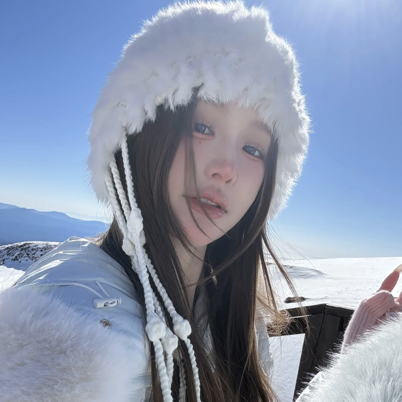 手工皮草防寒流苏辫子兔毛针织帽