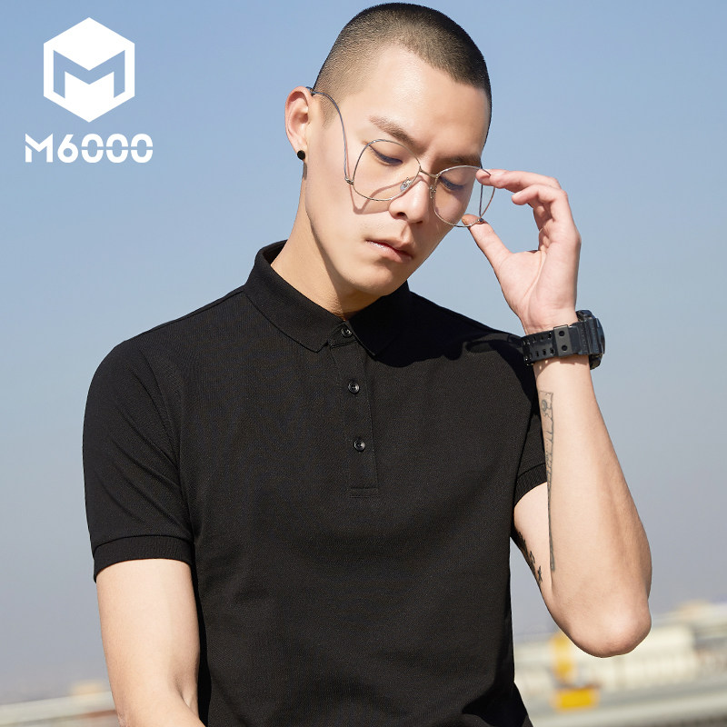 定制Polo衫男士短袖2020夏季韩版修身翻领T恤黑色纯棉保罗体恤潮