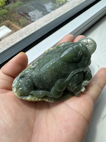 河磨玉马蜂料金蟾手把件小摆件茶宠