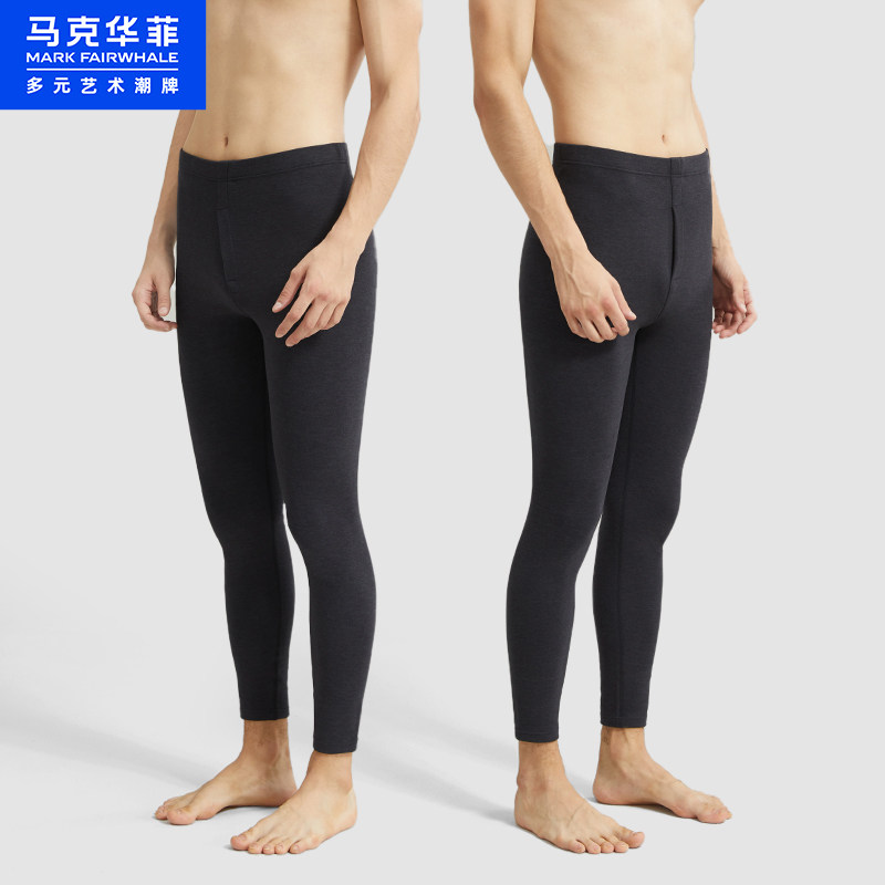 马克华菲秋裤男士保暖裤秋冬季薄款恒温打底裤无痕自发热毛裤线裤