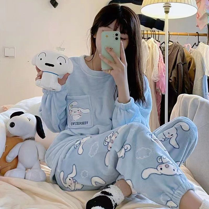 学生ins宿舍可外穿加厚冬季甜美可爱玉桂狗家居服2026新款睡衣女