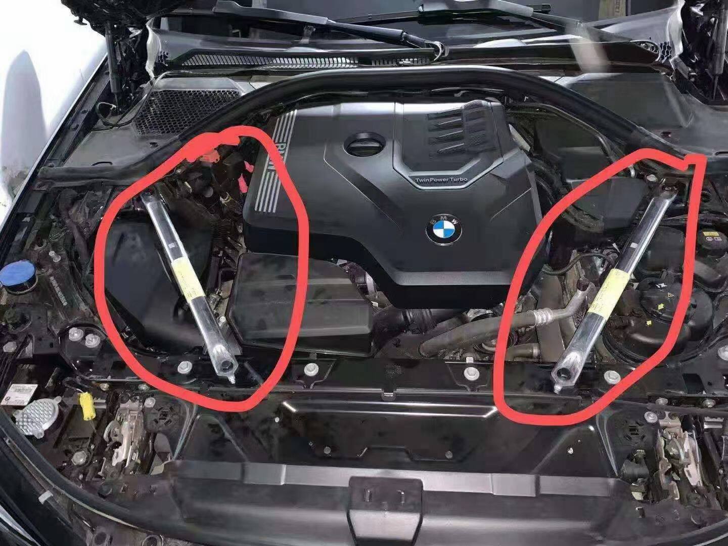 BMW宝马原厂 3系G20 G28 M3加装车身加强件 发动机舱顶巴后防倾杆