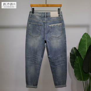 春夏小哈伦无弹长裤 男小直筒水洗薄款 微宽松锥形牛仔裤 布冷布热