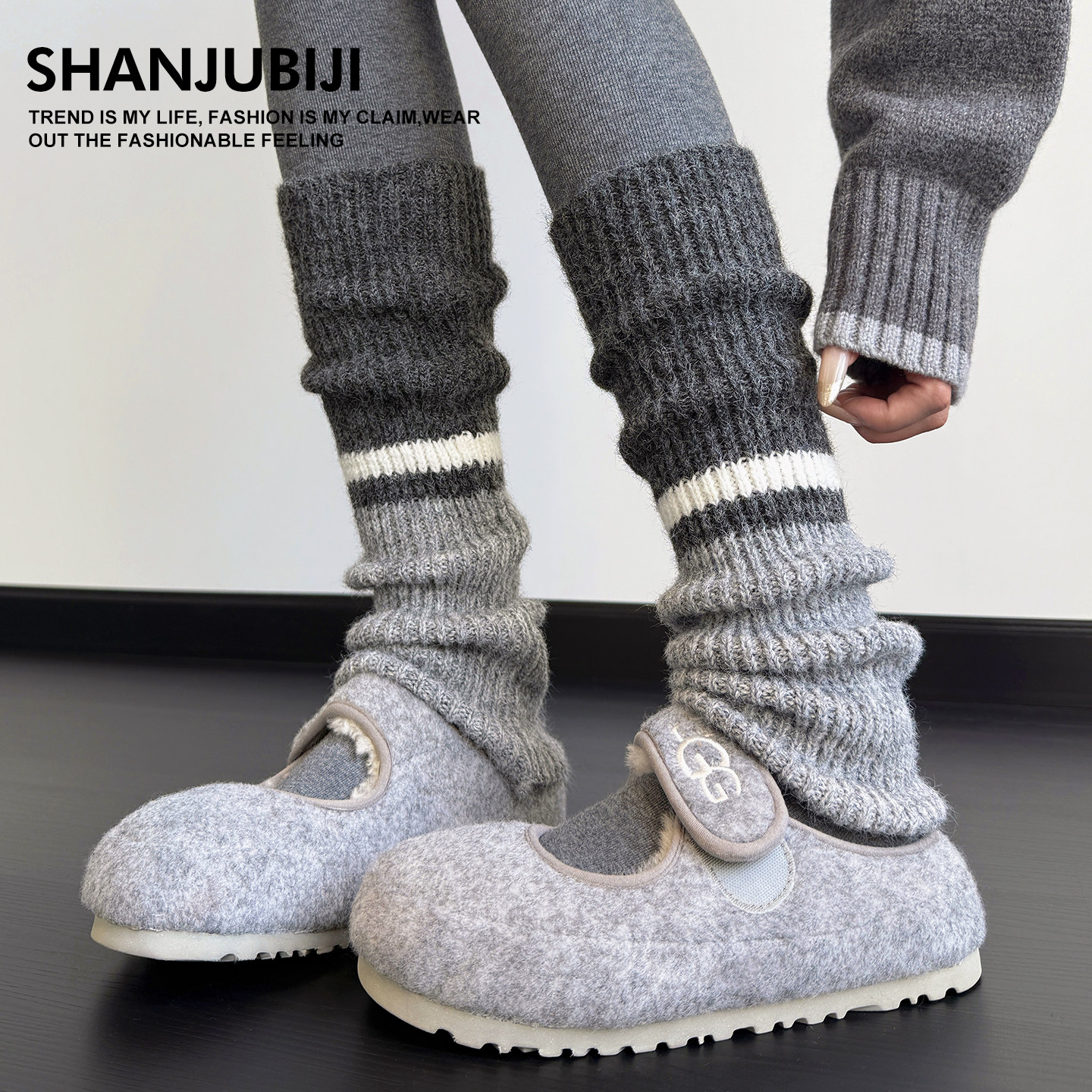 灰色袜套堆堆袜秋冬加厚保暖小腿袜子加厚针织腿套女款搭配雪地靴,女士内衣/男士内衣/家居服,长筒袜,淘宝优惠券,粉丝福利购,淘宝优惠卷