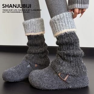 女款 秋冬羊毛袜配鲨鱼裤 加厚保暖腿套 爆款 袜套堆堆袜子女2025新款
