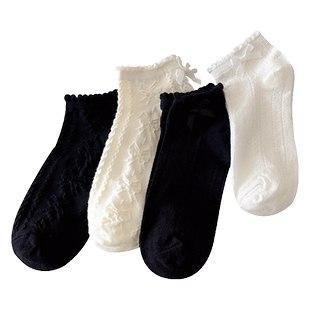 玛丽珍鞋袜子夏季薄款潮网红款短款中筒短袜女生白色蝴蝶结JK夏天