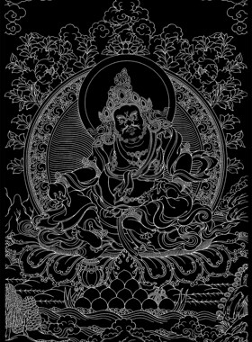 唐卡黄财神布面描金手绘填色DIY