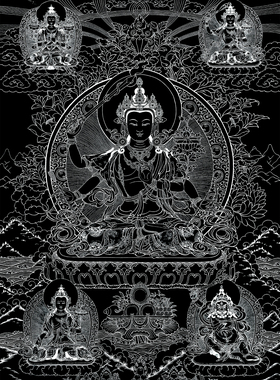 文殊菩萨手绘西藏描金唐卡