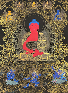 阿弥陀佛描金唐卡 白描线画稿 涂色 佛像白描 diy手绘唐卡