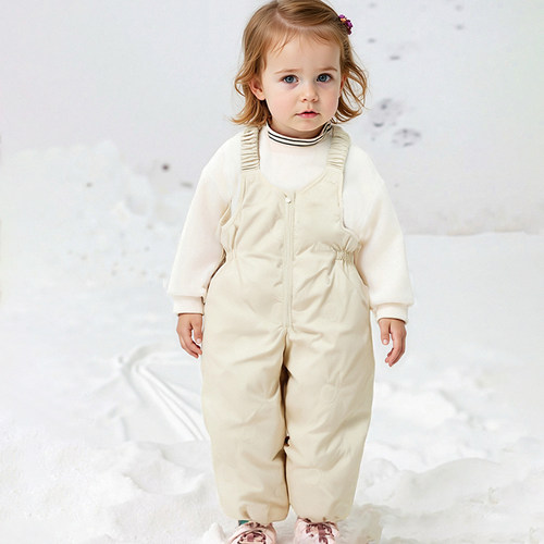 男童女童三防羽绒裤冬季新款背带长裤幼童儿童宝宝加厚保暖白鸭绒