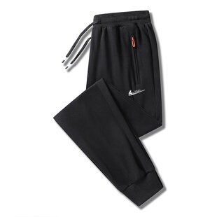 男士 宽松加绒直筒长裤 春秋薄款 休闲卫裤 透气大码 耐克顿纯棉运动裤