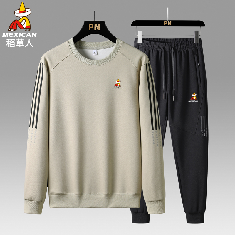 稻草人男士长袖秋季休闲运动套装