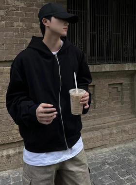 ACME MAN2024秋冬弯曲结构480g纯棉连帽卫衣cleanfit拉链外套男