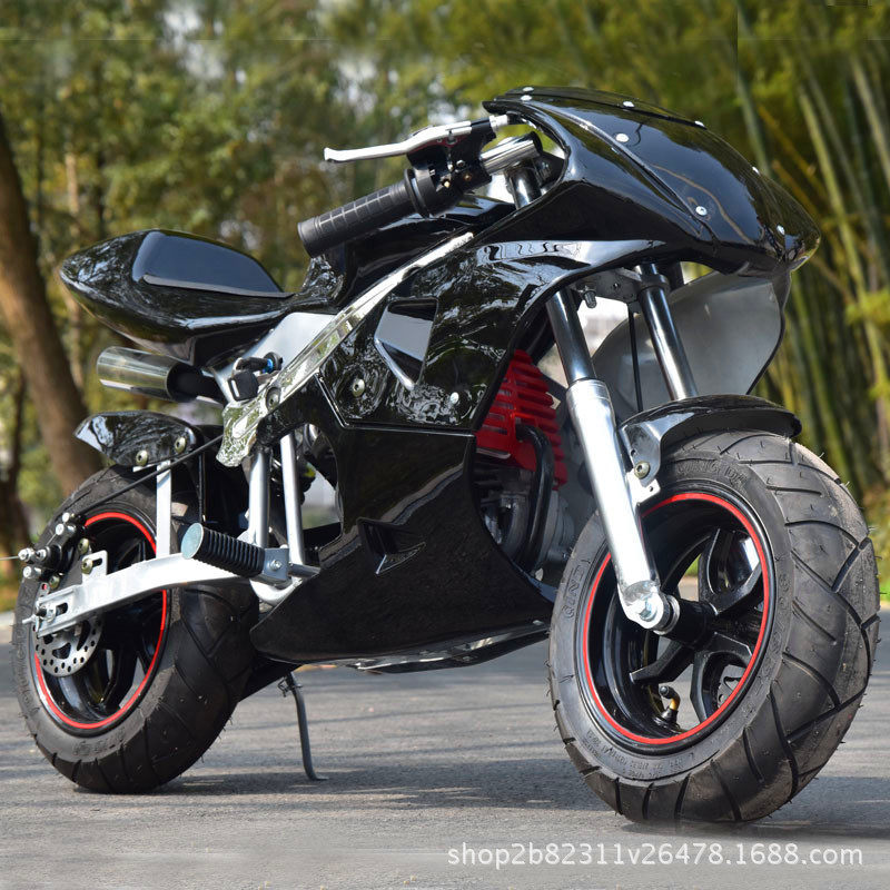 四冲程双大灯迷你小摩托车高架越野跑车49CC趴赛汽油成人儿童户外