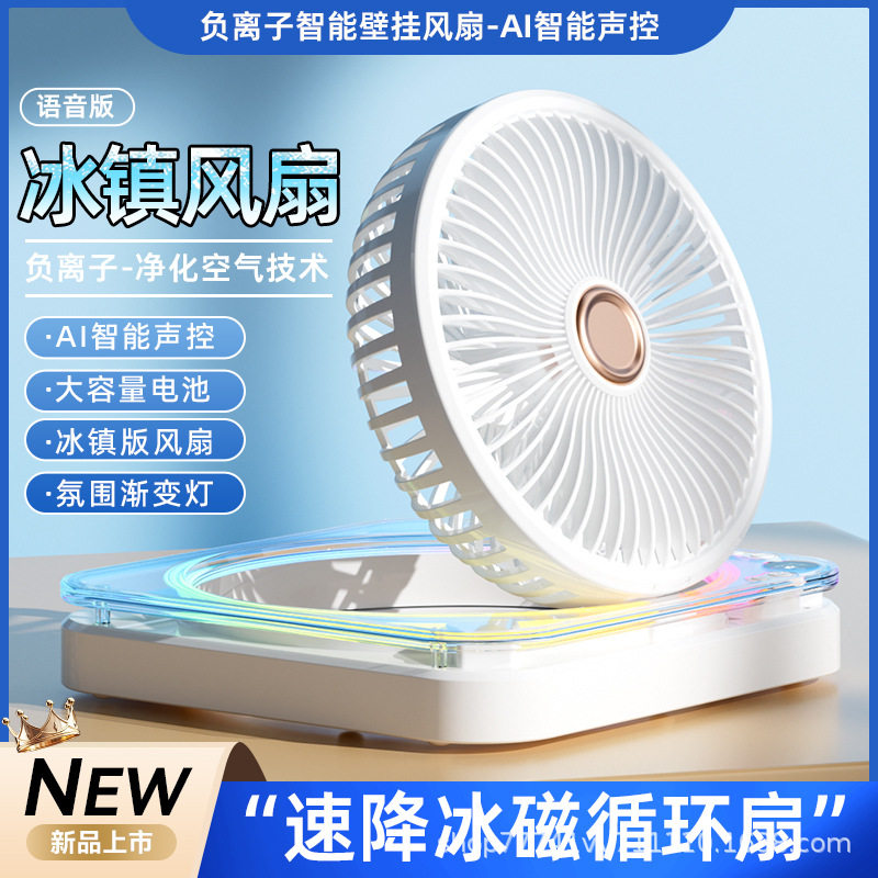 壁挂扇桌面扇厨房厕所卧室免打孔负离子净化空气循环风扇氛围灯