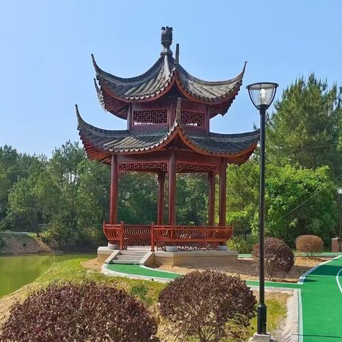 实木古建长廊凉亭新农村建设户外仿古建筑公园文化走廊水榭厂家