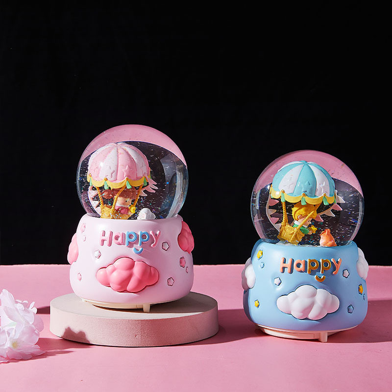 热气球旋转飘雪发光水晶球音乐盒八音盒女孩男孩生日节日玩具礼物,玩具/童车/益智/积木/模型,八音盒/音乐盒,淘宝优惠券,粉丝福利购,淘宝优惠卷
