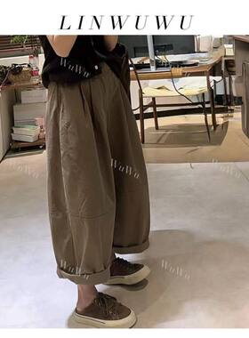宽松秋季休闲显瘦九分工装裤子