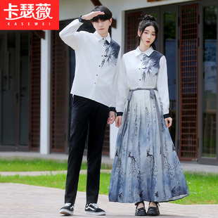 新中式班服套装古风初中生合唱演出服改良汉服中国风小学生高中秋