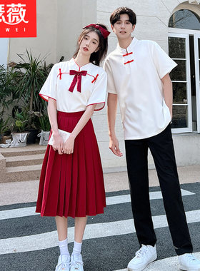 实拍情侣装演出服毕业服学院风