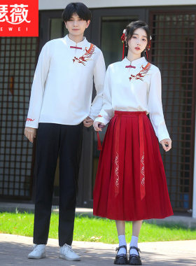 舞台合唱演出服复古风红色长裙元旦诗歌朗诵比赛学生毕业班服套装