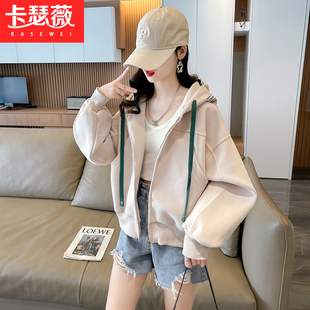韩版连帽卫衣外套少女2026秋冬新款初中高中学生宽松显瘦拼接上衣