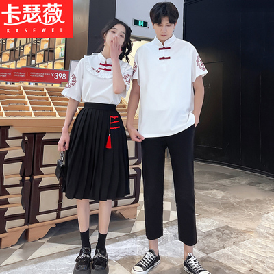 实拍2022年夏季情侣毕业班服纯色