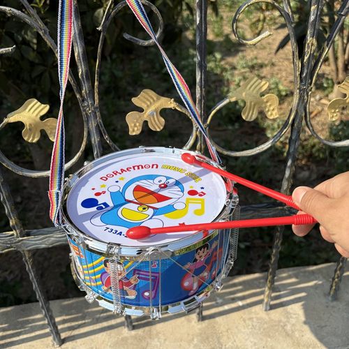 幼儿园六一节礼品卡通打击乐器叮当猫打鼓爵士鼓美羊羊双面腰鼓锣