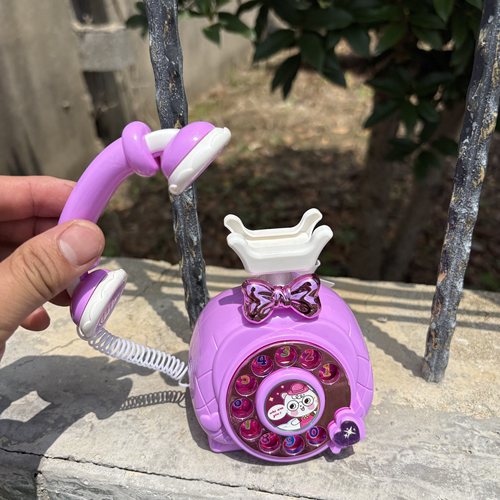 网红儿童回力电话机玩具卡通仿真电话座机益智启蒙复古乐器1一3岁