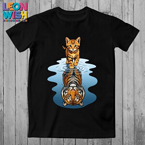 每只小猫心里都住着一只猛虎T恤国潮原创纯棉潮牌LEONWISH体恤