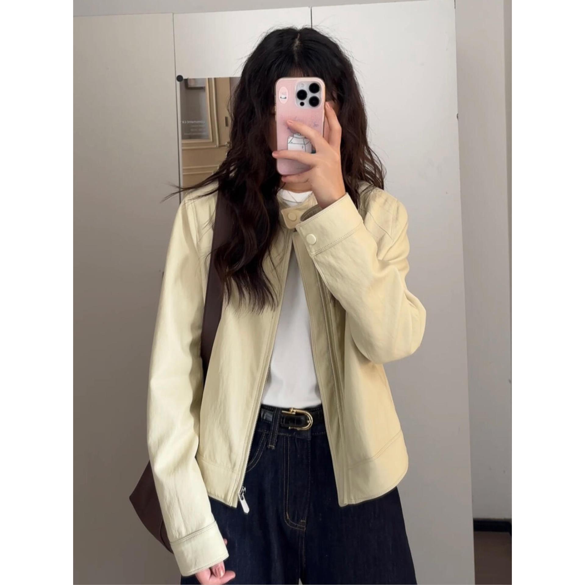 立领PU皮衣外套女2025年春季新款