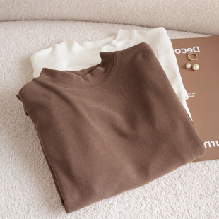 美雅碧重磅天丝羊毛~绒感加厚保暖上衣女冬季内搭打底衫中领