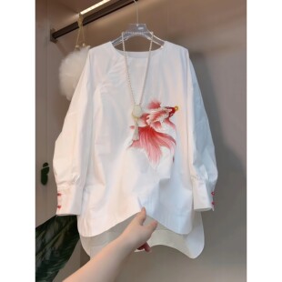 独特绝美巨好看 白色新中式 2026新款 女春季 漂亮国风上衬衣 衬衫