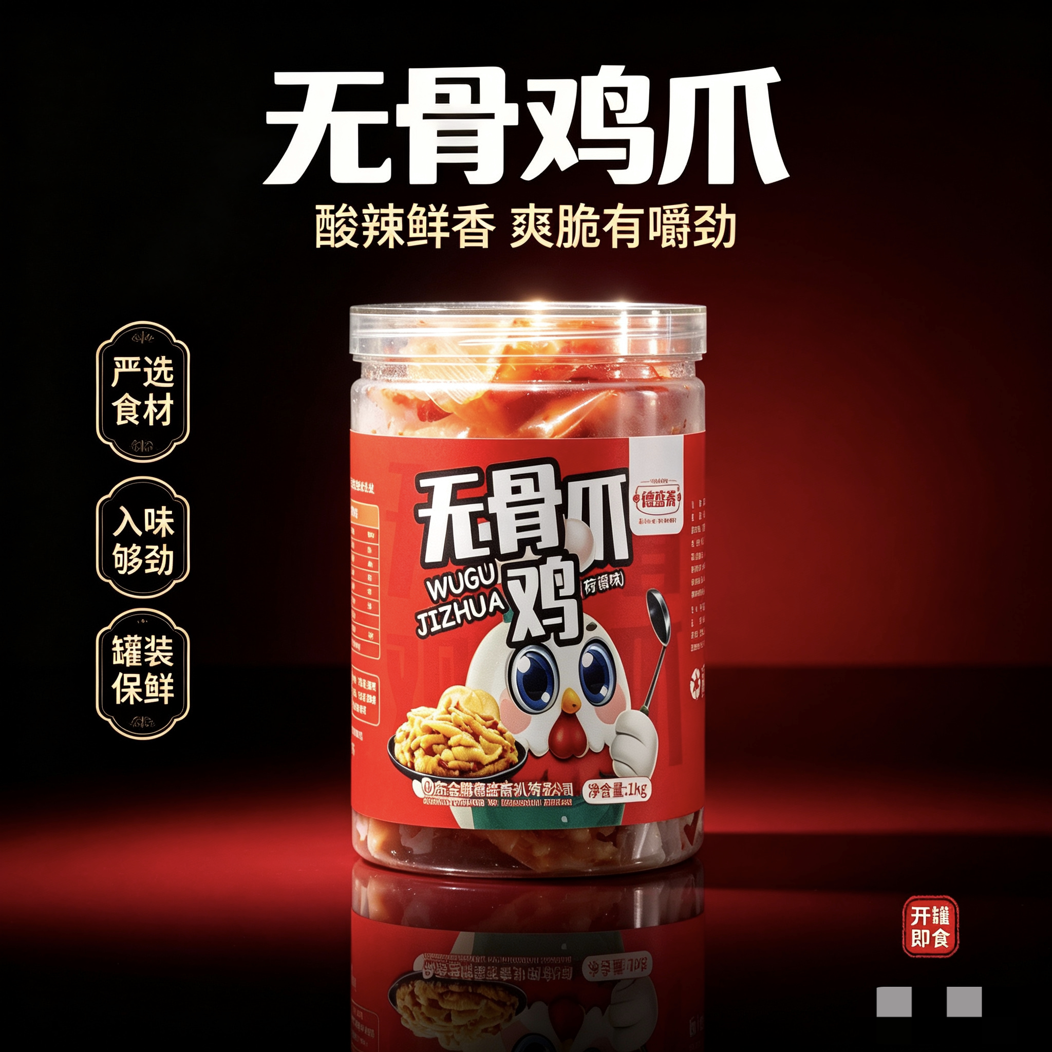 德盛斋_无骨鸡爪柠檬酸辣熟食去骨凤爪脱骨2斤大罐装零食肉食