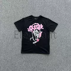Drill Syna World European Style Trendy Loose Casual Cotton Top Pink Scream Print Short Sleeve
