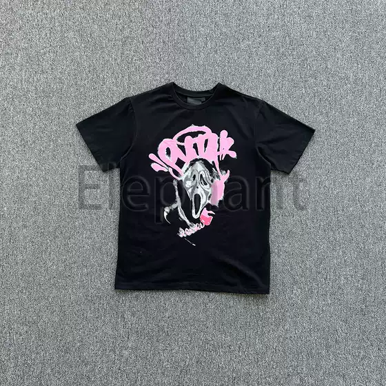 Drill Syna World European Style Trendy Loose Casual Cotton Top Pink Scream Print Short Sleeve
