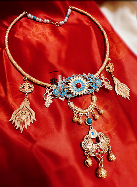 原创明制凤羽聚福锁璎珞汉服项圈