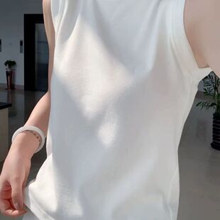 T恤打底上衣 无袖 95棉春夏圆领吊带背心女遮副乳大码 外穿内搭修身